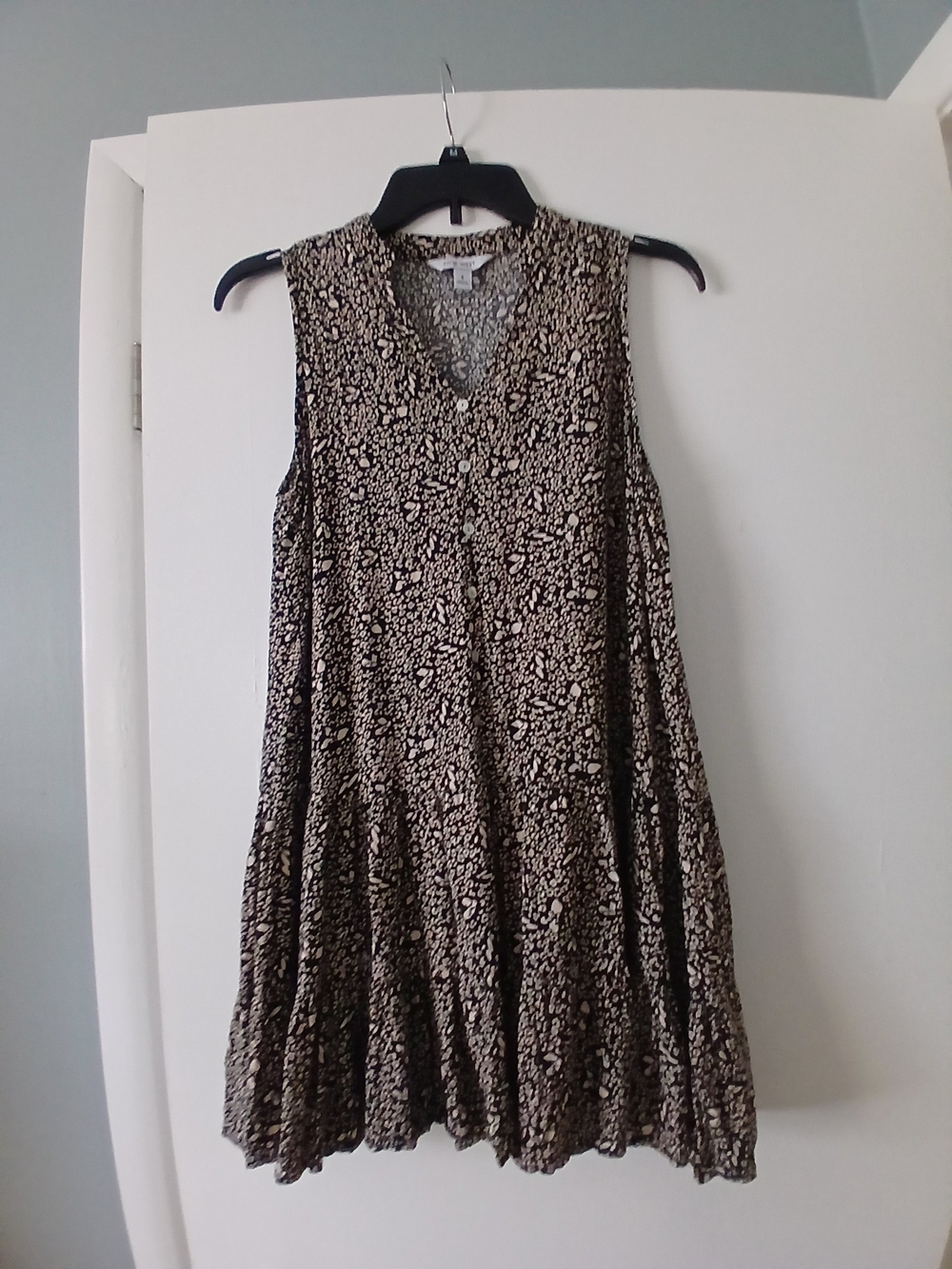 Nine West Black and Cream Animal-Print Blouse